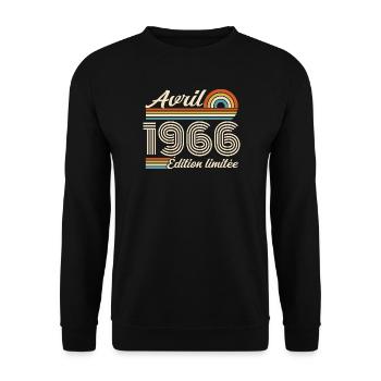  Avril 1966 anniversaire rétro 1966 April 1966 - Sweat-shirt Unisexe - noir - Devant - Alina (178cm) & Michal (187cm)