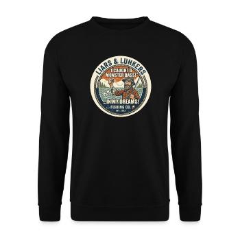 Funny Liars Fishing - Unisex Sweatshirt - black - Front - Alina (178cm) & Michal (187cm)
