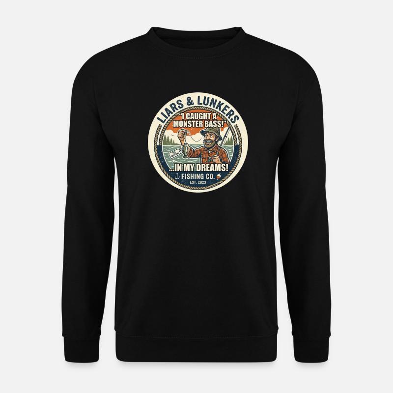 Lustige Lügner beim Angeln - Unisex Pullover - Schwarz