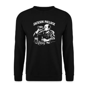 Jackson Pollock Rebellenporträt Trink Rauch - Unisex Pullover - Schwarz - Vorne - Alina (178cm) & Michal (187cm)