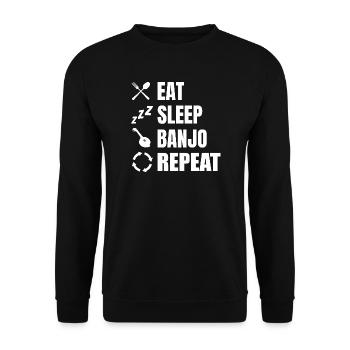 Eat Sleep Banjo Repeat - Unisex Sweatshirt - black - Front - Alina (178cm) & Michal (187cm)
