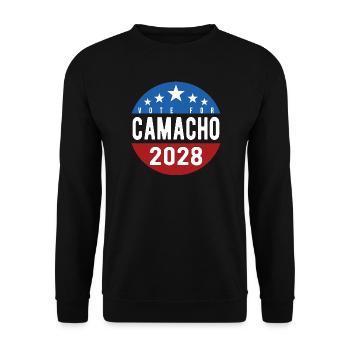 Votez Camacho 2028 Parodie Drôle Drôle - Sweat-shirt Unisexe - noir - Devant - Alina (178cm) & Michal (187cm)