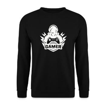 gamer_logo - Sweat-shirt Unisexe - noir - Devant - Alina (178cm) & Michal (187cm)