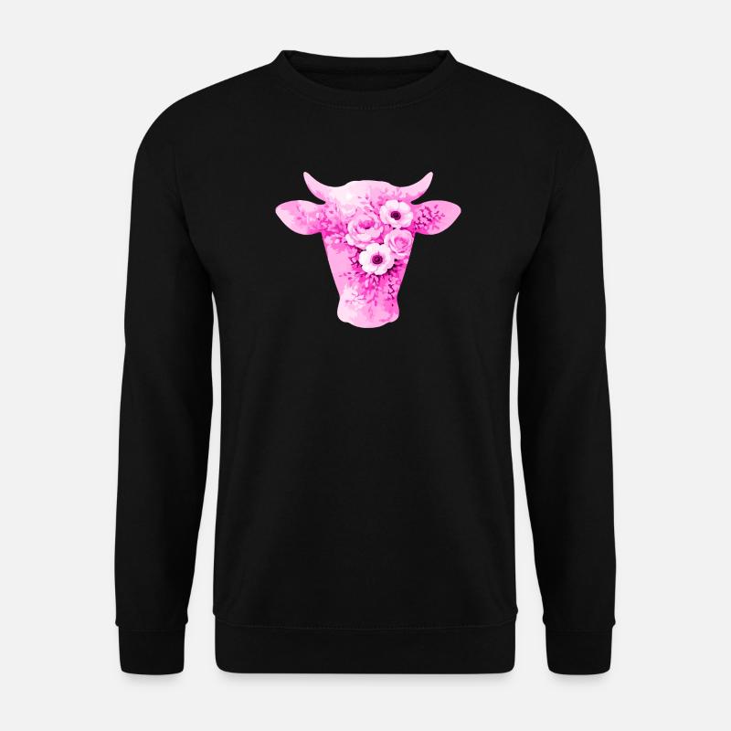 Kuh Silhouette Blumen - Unisex Pullover - Schwarz