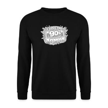 J’adore la cassette des années 90 - Sweat-shirt Unisexe - noir - Devant - Alina (178cm) & Michal (187cm)
