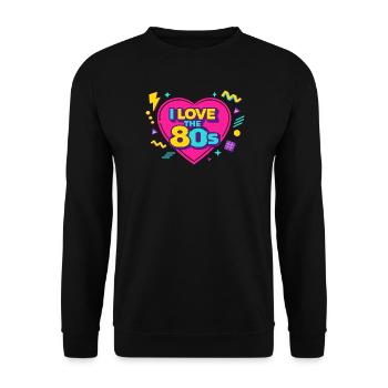 Design rétro en cœur néon des années 80 - Sweat-shirt Unisexe - noir - Devant - Alina (178cm) & Michal (187cm)