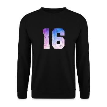 Ausgabe 16 – 16. Jubiläumsgeschenk - Unisex Pullover - Schwarz - Vorne - Alina (178cm) & Michal (187cm)