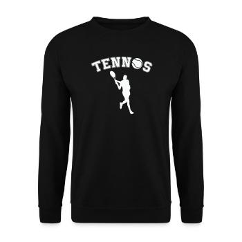 Tennis Silhouette mit Ball - Retro Schrift - Unisex Pullover - Schwarz - Vorne - Alina (178cm) & Michal (187cm)