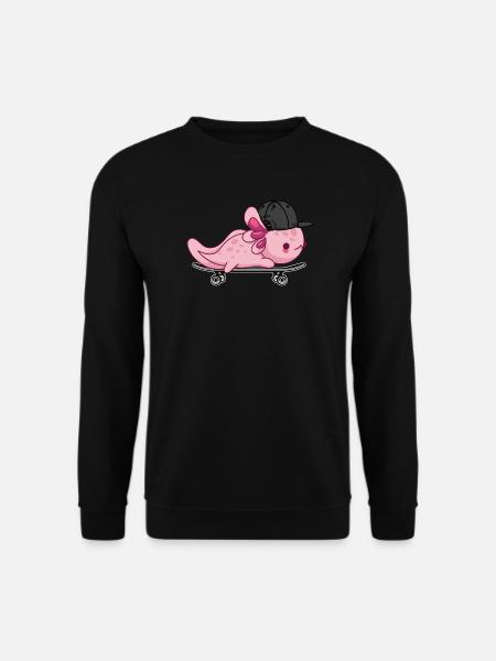 Cool Axolotl Skateboarding - Kawaii Style - Unisex Sweatshirt - black