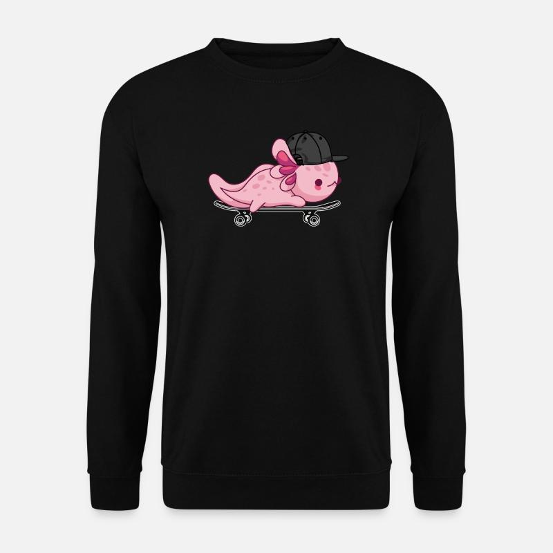 Cool Axolotl Skateboarding - Kawaii Style - Unisex Sweatshirt - black