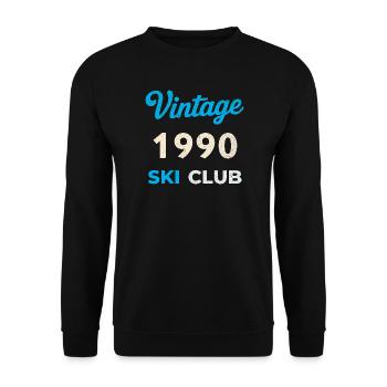 Vintage 1990 – Ski Club Retro Geburtsjahr Geschenk - Unisex Pullover - Schwarz - Vorne - Alina (178cm) & Michal (187cm)