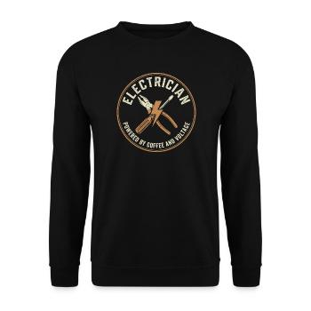 Elektriker Kaffee Spannung - Unisex Pullover - Schwarz - Vorne - Alina (178cm) & Michal (187cm)