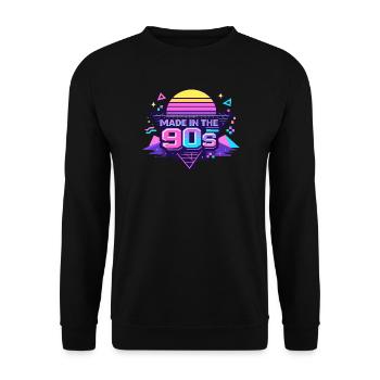 Made in the 90s Retro Neon - Unisex Pullover - Schwarz - Vorne - Alina (178cm) & Michal (187cm)