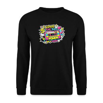 J’adore les cassettes des années 90 - Sweat-shirt Unisexe - noir - Devant - Alina (178cm) & Michal (187cm)