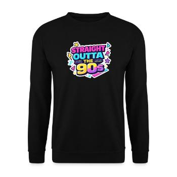 Straight Outta the 90s - Unisex Pullover - Schwarz - Vorne - Alina (178cm) & Michal (187cm)