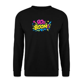 90er Boom Comic Explosion - Unisex Pullover - Schwarz - Vorne - Alina (178cm) & Michal (187cm)