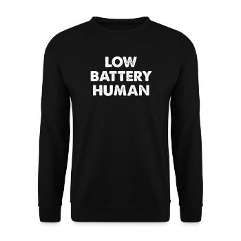 Low Battery Human - Unisex Sweatshirt - black - Front - Alina (178cm) & Michal (187cm)