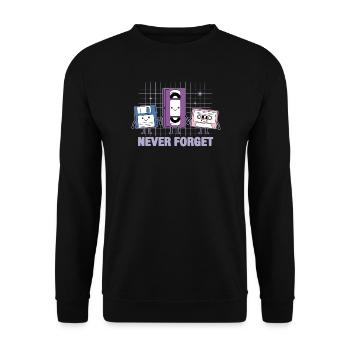 Never Forget Retro VHS Floppy Cassette Nostalgia - Unisex Sweatshirt - black - Front - Alina (178cm) & Michal (187cm)