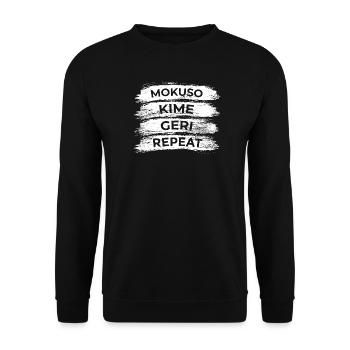 Mokuso Kime Geri Wiederholen - Unisex Pullover - Schwarz - Vorne - Alina (178cm) & Michal (187cm)