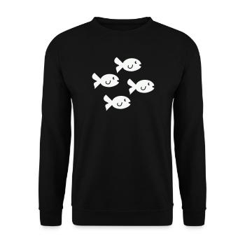 Four Friendly Little Fish - Unisex Sweatshirt - black - Front - Alina (178cm) & Michal (187cm)