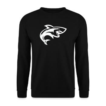 Stilisierter Hai-Kopf - Unisex Pullover - Schwarz - Vorne - Alina (178cm) & Michal (187cm)