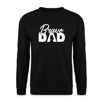 Mutiger Vater-Vater-und-Kind-Silhouetten-Design - Unisex Pullover - Schwarz - Vorne - Alina (178cm) & Michal (187cm)