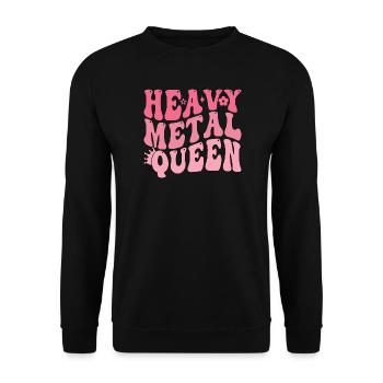 Heavy Metal Königin im Pink Retro - Unisex Pullover - Schwarz - Vorne - Alina (178cm) & Michal (187cm)