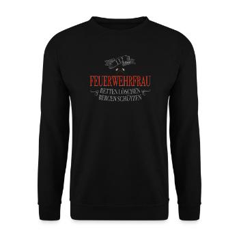 Feuerwehrfrau Retten Löschen Bergen Schützen - Unisex Pullover - Schwarz - Vorne - Alina (178cm) & Michal (187cm)