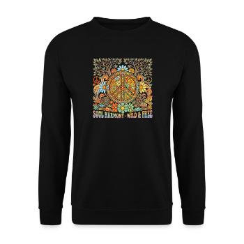 Paix, Amour, Harmonie, années 60 - Sweat-shirt Unisexe - noir - Devant - Alina (178cm) & Michal (187cm)