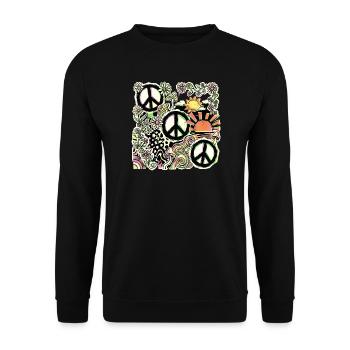 Paix Hippie, Flower Stop The War - Sweat-shirt Unisexe - noir - Devant - Alina (178cm) & Michal (187cm)