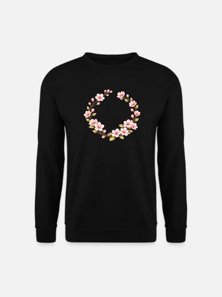 Frühlingsmotiv Kirschblüten Rahmen  - Unisex Pullover - Schwarz