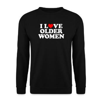 Ich liebe ältere Frauen - Unisex Pullover - Schwarz - Vorne - Alina (178cm) & Michal (187cm)