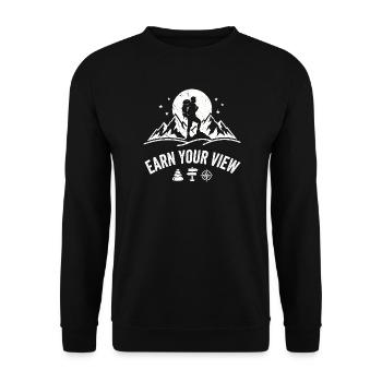 Earn Your View – Hiker Mountaineer Outdoor Desi - Unisex Sweatshirt - black - Front - Alina (178cm) & Michal (187cm)
