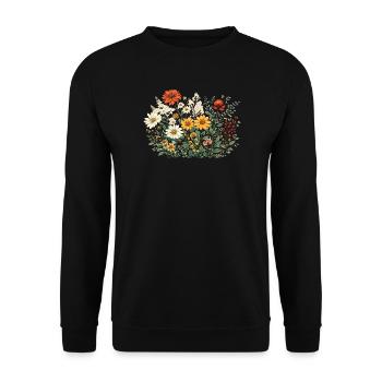 Vintage Blumen-Frauen-Wildblumen-Gartengarten - Unisex Pullover - Schwarz - Vorne - Alina (178cm) & Michal (187cm)