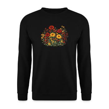 Vintage Blumen-Frauen-Wildblumen-Gartengarten - Unisex Pullover - Schwarz - Vorne - Alina (178cm) & Michal (187cm)