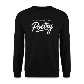 Poetry Script Monochrome Tee - Unisex Sweatshirt - black - Front - Alina (178cm) & Michal (187cm)