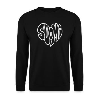 Finnland, Suomi Graffiti Herz Schriftzug - Unisex Pullover - Schwarz - Vorne - Alina (178cm) & Michal (187cm)