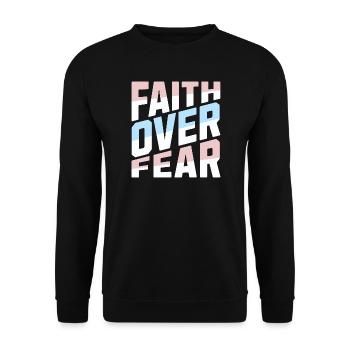 Faith Over Fear Pastell Christlich Inspirierend - Unisex Pullover - Schwarz - Vorne - Alina (178cm) & Michal (187cm)