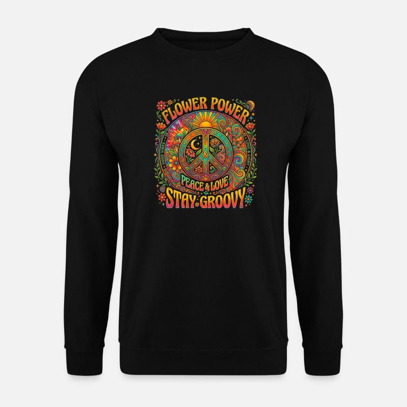 Peace Love Freedom Flower - Unisex Pullover - Schwarz