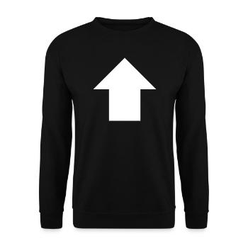 Pfeil-oben-Schild - Unisex Pullover - Schwarz - Vorne - Alina (178cm) & Michal (187cm)