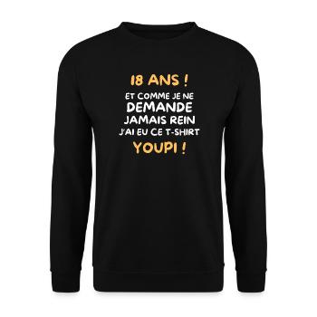 Funny Draw Boy Teen 18 Years Funny Birthday 18 - Sweat-shirt Unisexe - noir - Devant - Alina (178cm) & Michal (187cm)