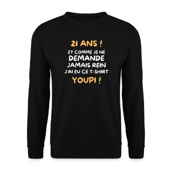 Funny Draw Boy Teen 21 Years Funny Birthday 21 - Sweat-shirt Unisexe - noir - Devant - Alina (178cm) & Michal (187cm)