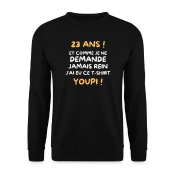 Funny Draw Boy Teen 23 Years Funny Birthday 23 - Sweat-shirt Unisexe - noir - Devant - Alina (178cm) & Michal (187cm)