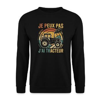 I Can't I Have a Tractor - Country Humour - Unisex Sweatshirt - black - Front - Alina (178cm) & Michal (187cm)