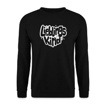 Lieblingskind Bubblige Schrift - Unisex Pullover - Schwarz - Vorne - Alina (178cm) & Michal (187cm)