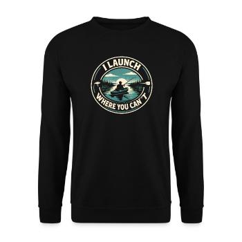 Start out of reach | Kayak Fishing - Unisex Sweatshirt - black - Front - Alina (178cm) & Michal (187cm)