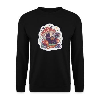 Cat Halloween Mushroom Horror Cute - Unisex Sweatshirt - black - Front - Alina (178cm) & Michal (187cm)