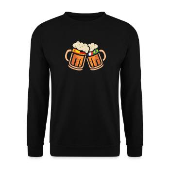 Bier Flaggen für WM mit Spanien und Deutschland - Unisex Pullover - Schwarz - Vorne - Alina (178cm) & Michal (187cm)