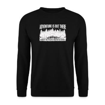 Adventure is out there – Cardio Humor Saying - Unisex Sweatshirt - black - Front - Alina (178cm) & Michal (187cm)