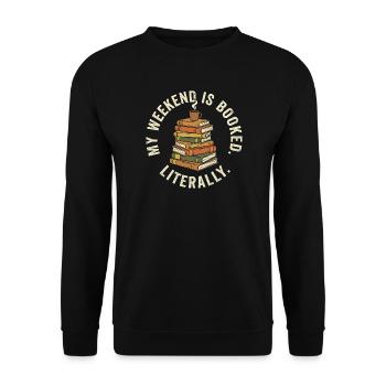 Bücherliebe Spruch - Vintage Leser Geschenk - Unisex Pullover - Schwarz - Vorne - Alina (178cm) & Michal (187cm)